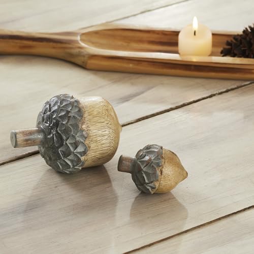 VHC Brands Wooden Acorn Set of 2-2.75 and 4.5 inch,