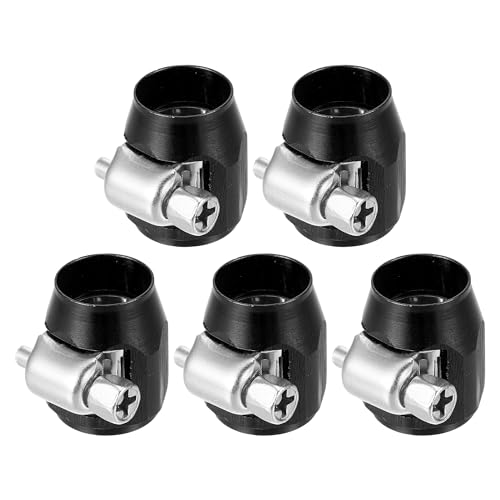 X AUTOHAUX 5 Pcs AN4 Hex Car Hose Finisher Flexible Rubber Pipe Clamp with Screw Band Adapter Fitting for Oil Fuel Water Tube Black