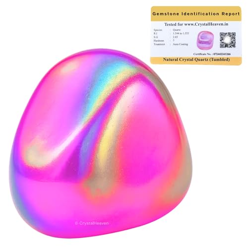 Image of Certified Rose Aura Quartz Crystal Healing Tumbled Stone, Natural Polished Crystals for DIY Crafts, Manifestation, Meditation, Pooja Feng Shui and Reiki Healing (30 Grams)