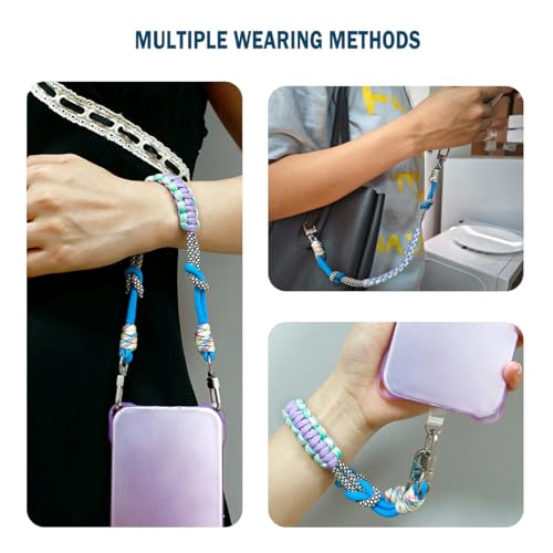 Boho Macrame Phone Wrist Strap, Cell Phone Lanyard with Tether Tab, Purple - Photo 56 sur 85