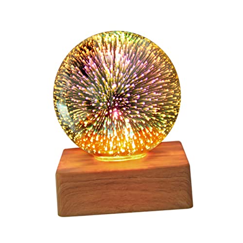 DOITOOL 1 Pc Luz De Noche Lámpara De Acento Bola Luminosa Con Soporte Lámpara De Noche Globo Bola De Discoteca Usb Bola De Cristal Iluminada Encendiendo Navidad 3d Vidrio