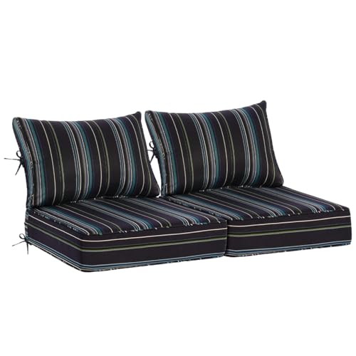 Olefin 6 Inch Thick Deep Seat Cushion Set of 2, Patio Harbor Blue 25.5x25.5