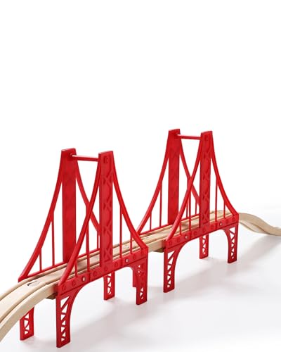 SainSmart Jr. Ensemble de Trains en Bois, Double Pont Suspendu, Compatible avec Brio, Thomas,...