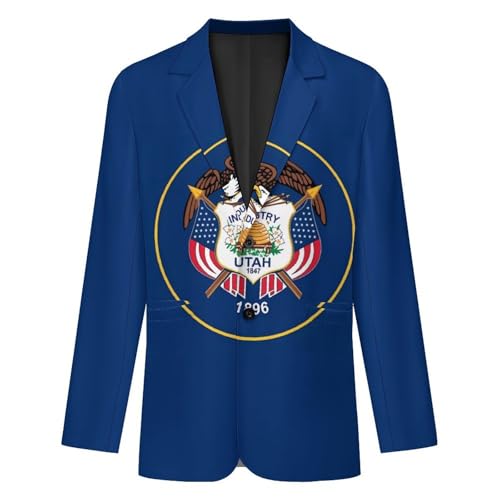 Utah State Flag Men's Casual Blazers Slim Fit Sport Coats Blazer Two Buttons Suit Jacket for Work Party4
