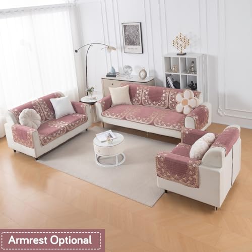 Image of HOKIPO Gulabi Jaal Premium Chenille Jacquard Sofa Cover 6 Seater Set - Washable 3+2+1 Sofa Panel for Seat & Back | 'Royal Aangan Series' (IN-1008 * 2 + IN-1007 * 2 + IN-1006 * 2-L1)