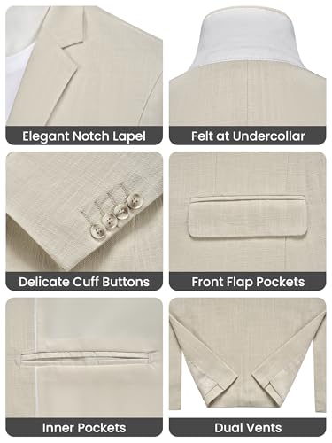 MAGE MALE Men's 2 Piece Linen Suits Set Casual Lightweight Blazer Jacket and Pants for Wedding Business Prom2