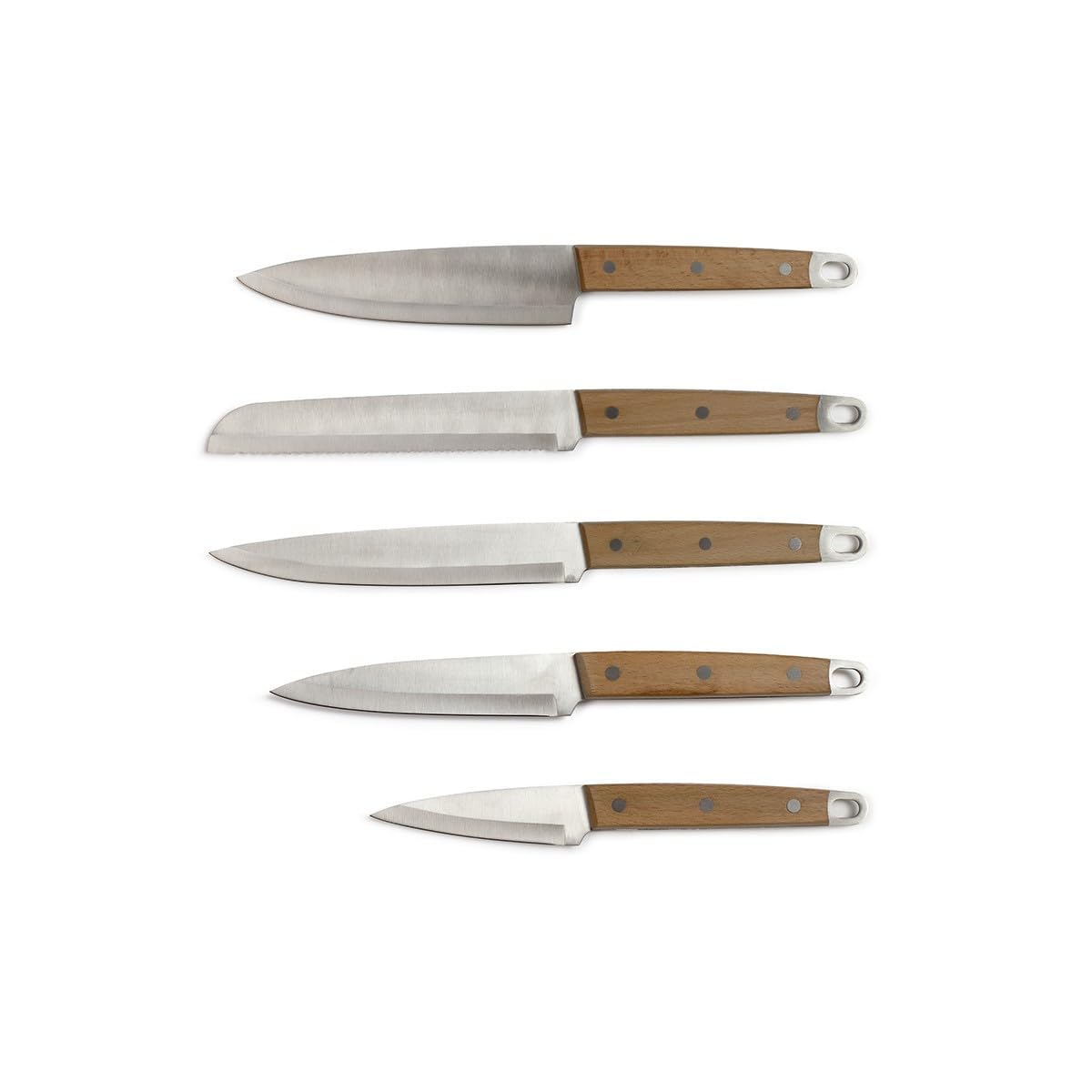 Livoo - Set de 5 couteaux MEC129 - couteau chef, couteau à pain, couteau de cuisine, couteau tranchelard, couteau office
