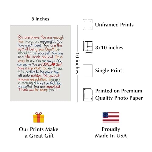 You Are Brave Inspirational Poster – Motivational Wall Art Print 8×10 Unframed for Home, Office, Bedroom & Classroom – Positive Affirmation Gift for Boys & Girls (USA Original). - Image 3