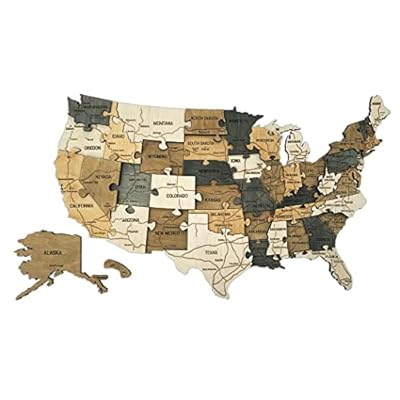 Wood Map of the United States – USA Map Puzzle with the States and Capitals – 3D USA Map Puzzle with Push Pins for Travel Marks – Fun and Educational Learning Activity for Kids and Adults