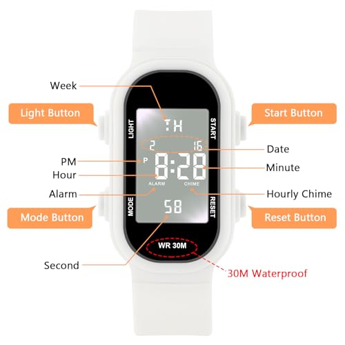 Image of Juboos Kid's Digital Watch for Boys and Girls, Waterproof LCD Digital Sports Kids Watch with 7 Color LED Lights, Stopwatch, Alarm