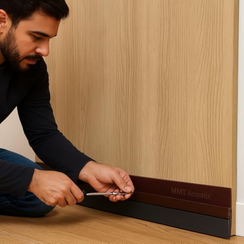 Image of MMT Acoustix Door Gap Filler | Main Door Gap Filler | Carbon Metal Door Bottom Seal | Door Sealing Strip for Gap | Rubber Insulation | Brown | 36 x 1.5 Inch | 1 Pc