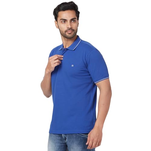Image of Raymond Contemporary Fit Pure Cotton Solid Pattern Polo Neck Casual T-Shirt