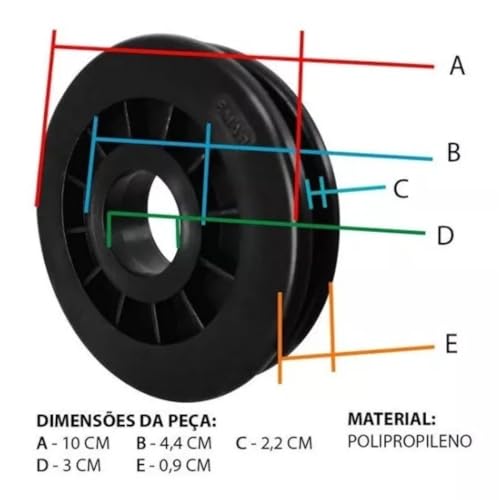 Kit com 5 Roldanas com Rolamento e Bucha 100mm para Aparelhos Musculação Academia Fitness