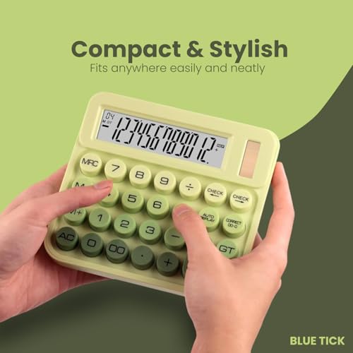 Image of Blue Tick CandyPop Calculator - Dual Power Solar & Battery with Retro Design & Large Candy Buttons (Blue)