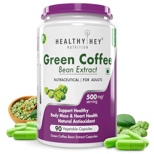 Image of HealthyHey Green Coffee Bean Extract 100% Pure with Antioxidants- 50% Chlorogenic Acid, Non-GMO,90 Count - Pack of 1