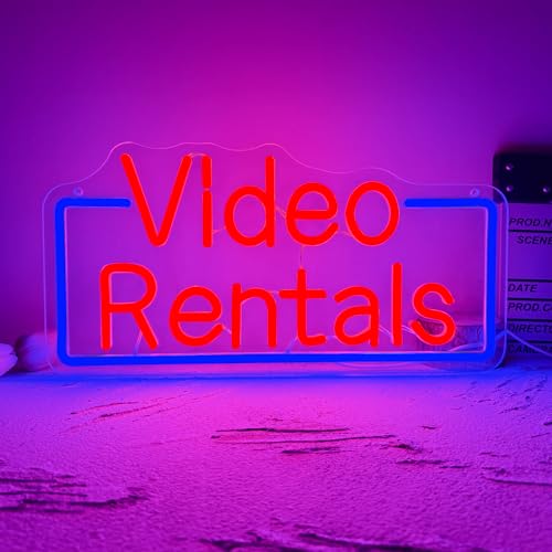 Allball Video Rentals Neon Sign, Movie Night LED Neon Light USB Powered Dimmable, for Home Cinema Basement Bar Gaming Room Private Cinema Movie Theme Birthday Gifts(15.7 * 7.8 In)