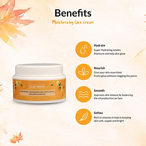 Image of Orange Blend Face Moisturizing Cream, for ages 10-18, With Rejuvenating Properties, Organic, Vegan, With Orange Extract, Vitamin C, Coconut Oil & Almond Oil - 50 GMs