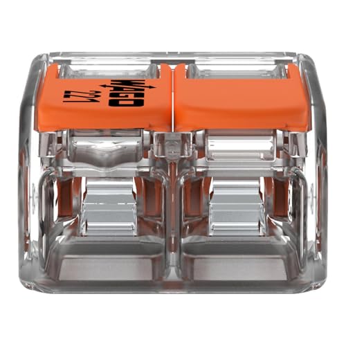 Image of WAGO 221-412 | Easy-to-Use electrical Wire Connectors | Pack of 16 | Compact, Tool-Free, Transparent - For Home, DIY & Electrical Projects - 2-Conductor