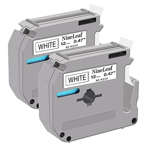 Ruban M231 compatible Brother P-Touch par NineLeaf lot de 2 cassettes 12mm noir sur blanc
