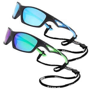 LIU·WEN Kids Baseball Sports Polarized Sunglasses 2 Pack – Flexible Shades With Strap for Boys Girls Age 2-8