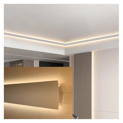 DXYOYONGMZ LED Channel, LED Strip Diffuser Channel, White Aluminum Profile Baseboard Lighting, Surface Mounted Crown Molding Without Led Strip, 1 m Long