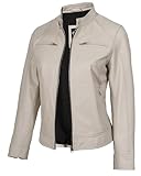 Decrum Womens Motorcycle Jacket - White Leather Jackets For Women | [1319322] Ddge Women White RL, S