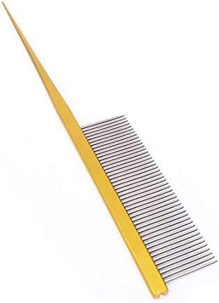 Smith Chu Professional Fine Tooth Pin Tail Comb for Dogs Cats - Aluminium Ally Anti Static Hair Trimmer Combs - Dog Grooming Teasing…