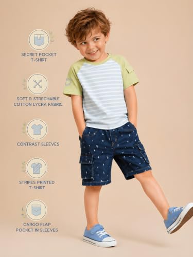 Image of Pilolo Kids Soft Cotton Lycra Pocket T-Shirt for Boys - (Combo Pack of 2)
