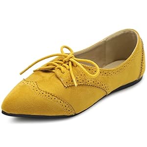 Ollio Womens Ballets Shoes Flats Pointed Toe Oxford 1M1818