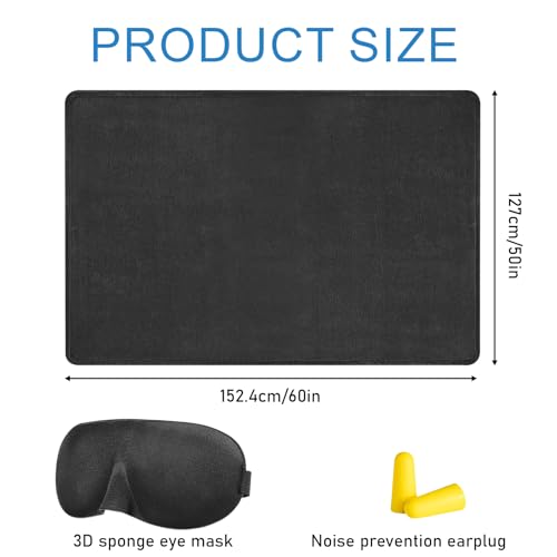 Reisedecke Flugzeug,Verwandlungskissen 2 in 1,127x152cm Reisedecke Ultraleicht Warm,Reise Gadgets mit Schlafmaske und Ohrstöpsel,Tragbare Verwandlungskissen für Geschäftsreisen,Büros, Reisen(Schwarz)