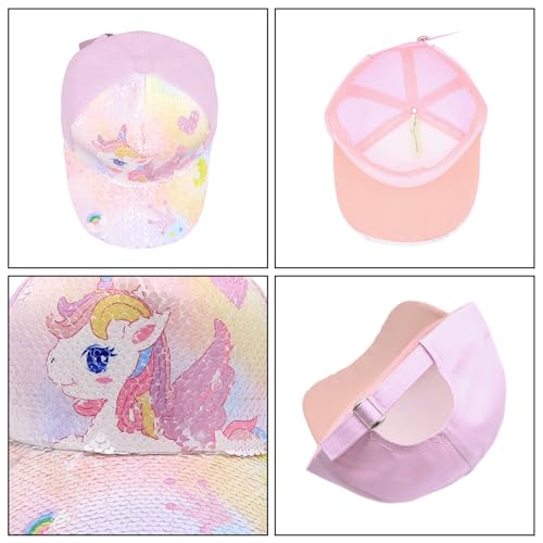 Kids Sparkle Sequins Baseball Hat Toddler Girls Ponytail Cap Adjustable Snapback Ball Caps4