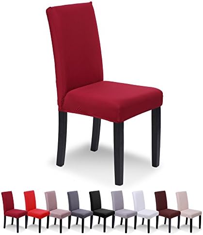 SaintderG® Stretchy Chair Cover Slipcovers 6 PCS Elastic Modern Chair Protector, Washable Removable Dining Room Seat Chair Covers, Universal Fitting (White, Pack of 6)