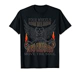 Design de moto cool avec inscription : « Quatre roues déplacent le corps deux roues déplacent l'âme ». Design parfait pour tous les motocyclistes ayant de l'essence dans leur sang.
