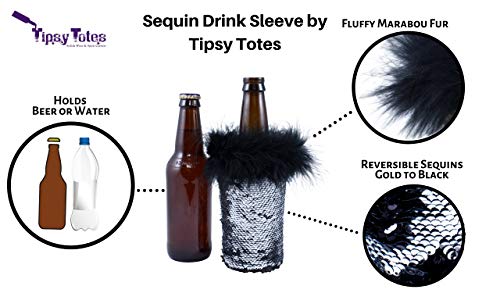 Sequin Beer Bottle Sleeves By Tipsy Totes | Cute Beer Bottle Coolers | Beer Water Coolies For The Beach, Bbqs, Bachelorette Parties, Birthdays| Mermaid Sequin Beer Cooler | Fancy Beer Covers (Silver) #TOP1
