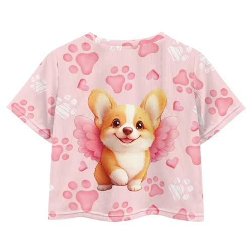 Girls Trendy Tee Shirts Casual Short Sleeve Crop Top Summer Pullover Top 5-14 Years Old2