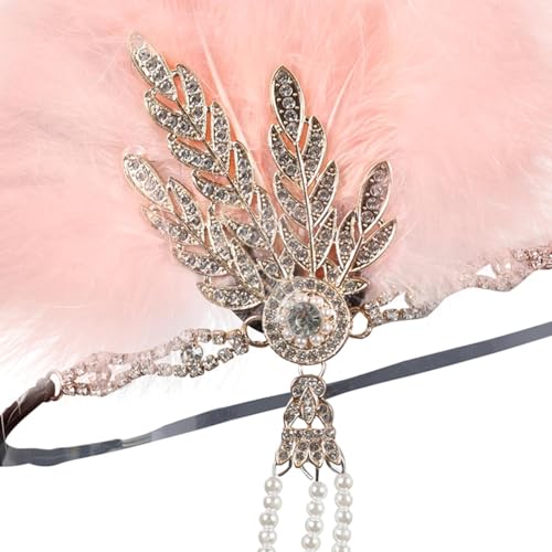 Colaxi Flapper bandana de penas faixa de cabelo estilo vintage strass contas headwear flapper para c
