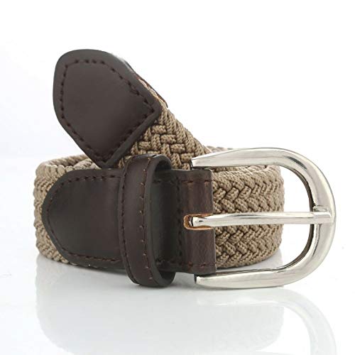 Children's Kids Elastic Canvas Fabric Woven Stretch Braided Beige Belts3