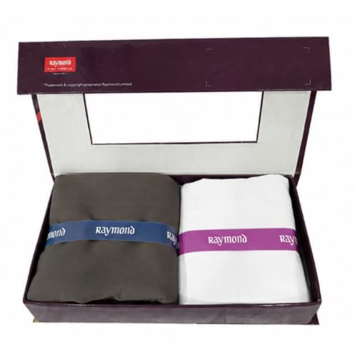 Image of Raymond Fabrics Men's Unstitched Shirt and Pant Fabric Combo | Premium Poly Viscose Dress Material Set with Presentation Gift Box | Formal & Casual Tailoring Fabric