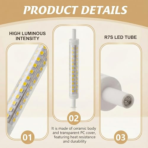 Maltvie 2 Pack R7S LED Bulb 118mm Dimmable 9W – 3000K Warm White J118 Linear Halogen Bulb Replacement – Light for Floor Lamps, Floodlights & Security Lighting [Energy Class A] - Image 2