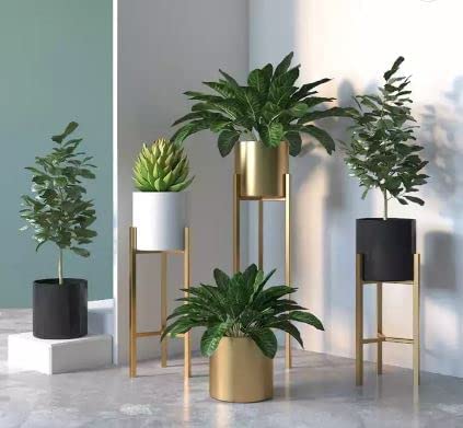 NUTECH IMPEX Metal Planter Pot,3 pcs Modern Planters for Indoor Plants | Black | White | Gold (B0B8P2F4WM) Amazon Price History, Amazon Price Tracker