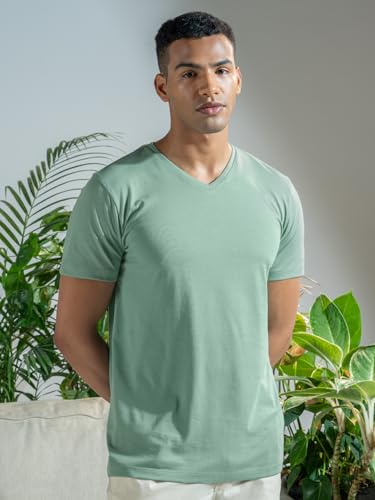 Image of DAMENSCH Regular Fit Cotton Blend Tshirt Half Sleeve Crew Neck Comfortable Casual Lightweight Premium Vortex Elemental Breeeze Tshirts for Men Pack of 1