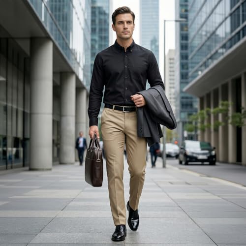 Image of Cotton King Mens Shirts | 100% Cotton Long Sleeve Shirts for Men | Button Down Shirt Men | Oxford Mens Dress Shirt