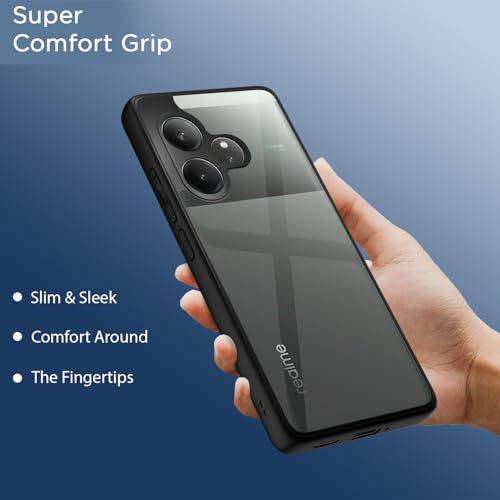 Image of Amazon Basics TPU+PC Back Cover for Realme Gt 6T 5G | Shockproof Sleek Hybrid Armor Bumper Case (Black)