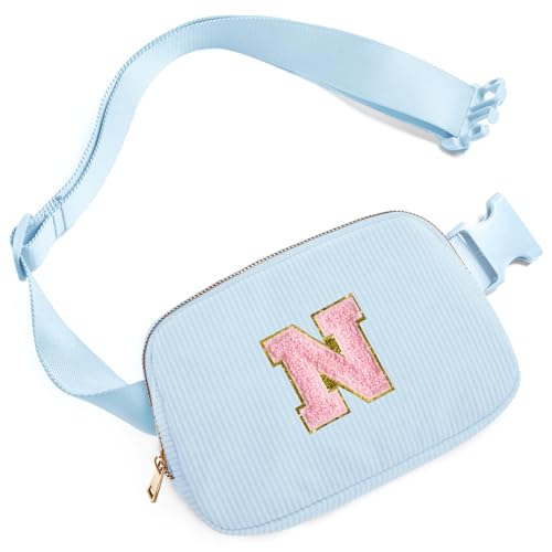 Image of Gitus Birthday Gifts for 10 11 12 13 14 15 16 Year Old Girls Personalized Gifts for Women Initial Fanny Pack Crossbody Bag Belt Bag Cute Preppy Stuff for Teen Girls Teenage Girl Gifts (Icing Blue-N)