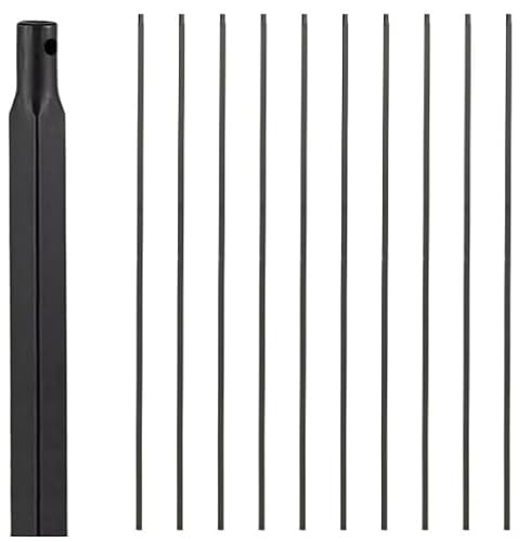 T01 - Square Wrought Iron Stair Balusters – 44" Hollow Metal Spindles, Powder-Coated, Rust-Resistant, Easy to Cut & Install, DIY Stair Remodel & Railing Upgrade (15-Pack, Satin Black)