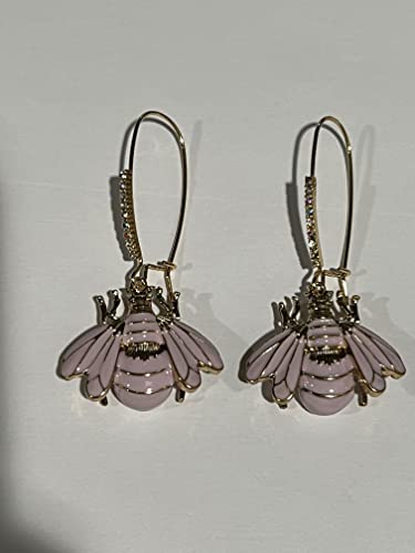 Betsey Johnson Rhinestone And Enamel Lilac Bee Dangle Charm Hoop Earrings Mother's Day Great Easter Gift Idea Valentine's Day Birthday Present New Year Xmas Gifts Unique Accessories Jewelries #TOP3
