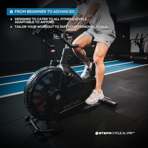 Image of STEPR CYCLE XL VPR, Indoor Cycling Bike with Real Road Feel, Patented VPR Air Resistance Technology, Commercial Grade Stationary Bike