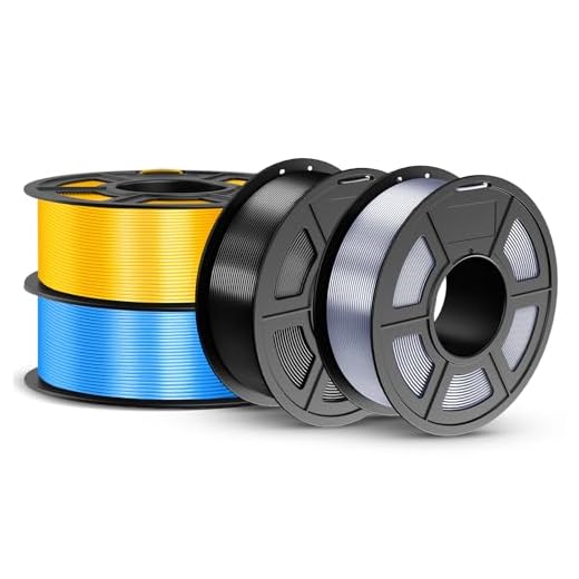 JAYO Silk PLA Filament Bundle 1.75mm 4.4KG, 4 Colors Metal-Like Shiny 3D Printer Filaments Dimensional Accuracy +/- 0.02mm, 4 Pack 1.1kg Spool, Silk Gold/Silk Silver/Silk Blue/Silk Black