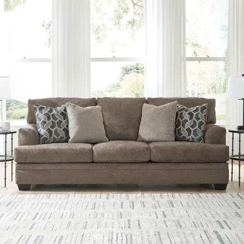 Signature Design by Ashley Stonemeade Casual Sofa with 4 Toss Pillows, Dark Brown