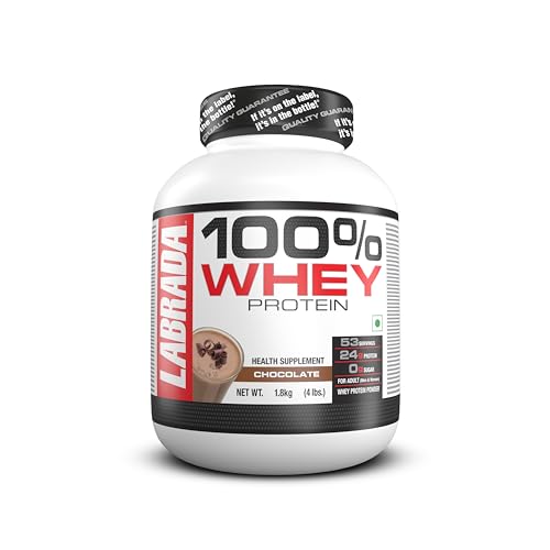 Labrada 100% Whey Protein 4 lbs (1.8 kg) (Chocolate) (24g Protein, 0g Sugar, Whey Protein Concentrate, 53 Servings)
